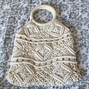 Aerie Cream Macramé Tote Bag